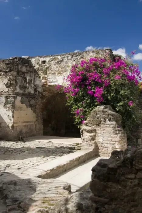 Framed Print : Guatemala, Antigua. The grounds of the Casa Santo Domingo hotel