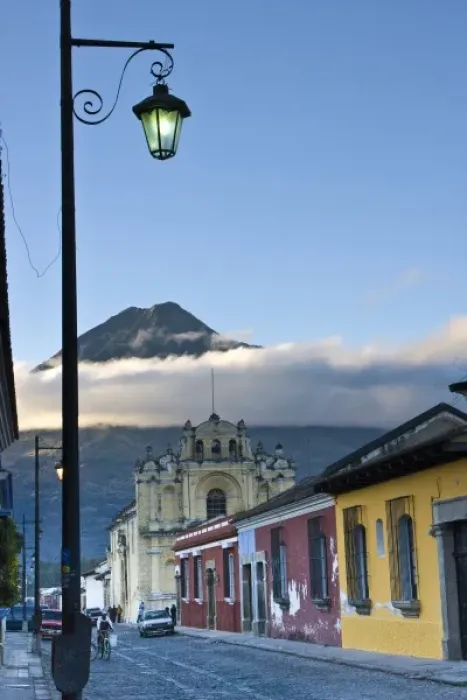 Framed Print : Guatemala, Antigua. La Antigua Guatemala (Unesco site) and Vulcan de Agua, Guatemala