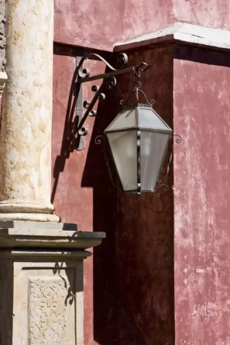 Framed Print : Guatemala, Antigua. Ornate lantern on colorful wall Framed Print : Guatemala, Antigua. Ornate lantern on colorful wall