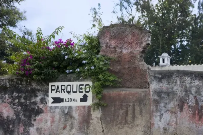 Framed Print : Guatemala, Antigua. Sign pointing the way to the church entrance Framed Print : Guatemala, Antigua. Sign pointing the way to the church entrance