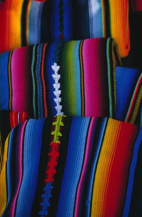 Framed Print : Guatemala, Chichicastenango. Traditional blankets on display at the market
