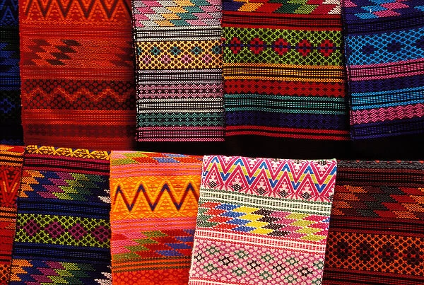 Guatemala, Quiche Province, Chichicastenango. Traditional textiles
