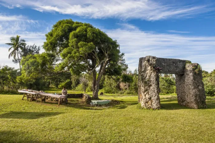 Framed Print : Haamonga a Maui (Burden of Maui), stone trilithon build in the 13th century, Tongatapu