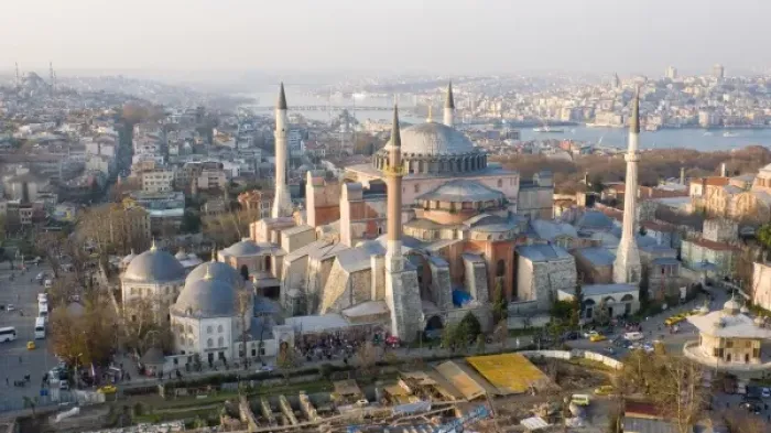Framed Print : Hagia Sophia church (mosque, museum), aerial, Istanbul - 2010 European Capital of Framed Print : Hagia Sophia church (mosque, museum), aerial, Istanbul - 2010 European Capital of