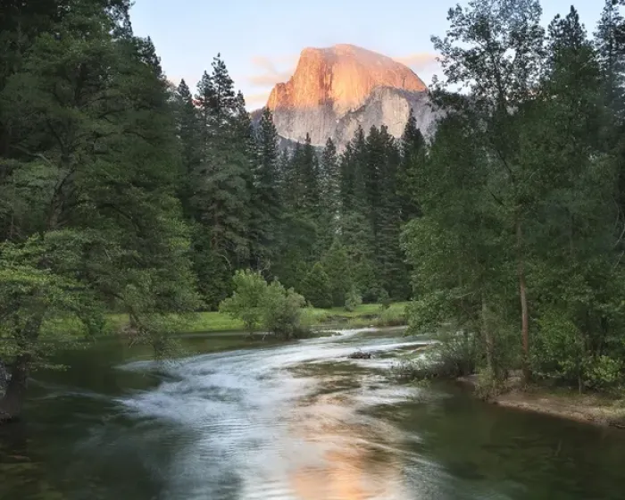 Framed Print : Half Dome with Sunset over Merced River. Yosemite, California, US Framed Print : Half Dome with Sunset over Merced River. Yosemite, California, US