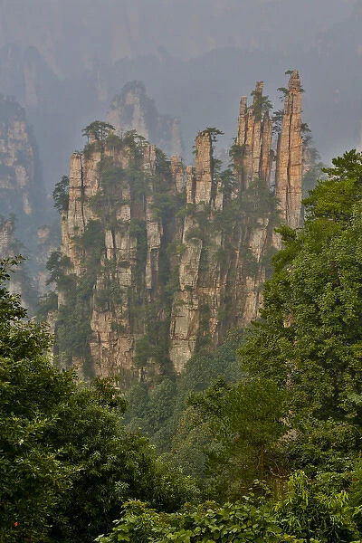 Hallelujah Mountains China, Wulingyuan District, Landscape and many peaks on display