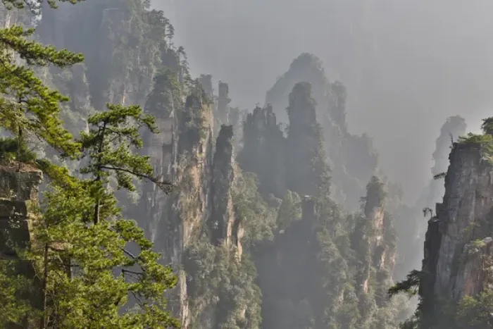 Framed Print : Hallelujah Mountains China, Wulingyuan District, Landscape and many peaks on display