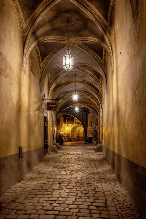 Framed Print : Hallway at Cesky Krumlov Castle in the Czech Republic Framed Print : Hallway at Cesky Krumlov Castle in the Czech Republic