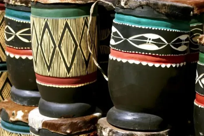 Framed Print : Hand carved drums