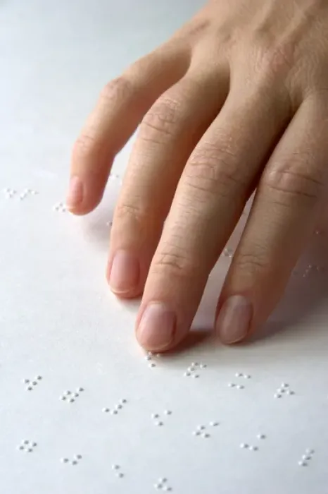 Framed Print : Hand reading braille Framed Print : Hand reading braille