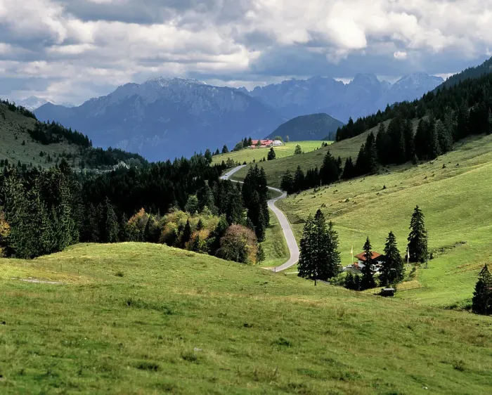 Framed Print : A handfull of isolated hotels occupy these hilltops in Bayrischzell in Bavaria, Germany