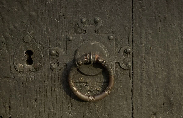 handle and lock on lom Stave Church lom norway from 1200AD