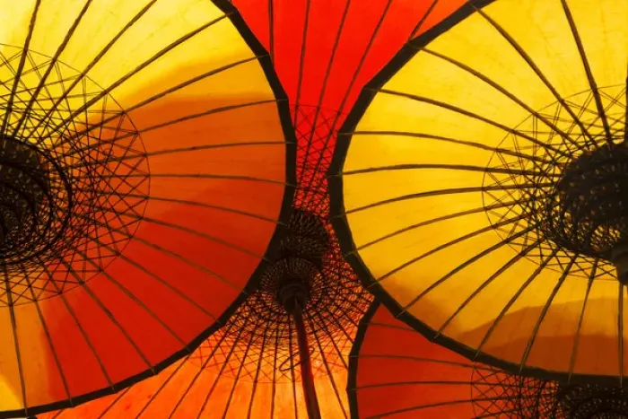 Framed Print : Handmade oriental umbrellas, Bagan, Myanmar (Burma)