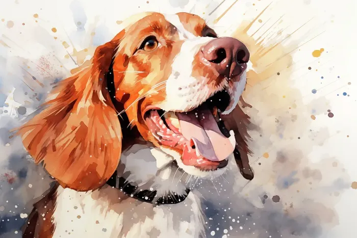 Framed Print : Happy dog portrait. (AI Generated)