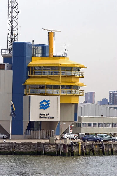 Harbor master control tower at the Port of Rotterdam, Netherlands