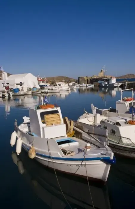 Framed Print : Harbor Naoussa on Paros Island with fishing boats, Greece Framed Print : Harbor Naoussa on Paros Island with fishing boats, Greece