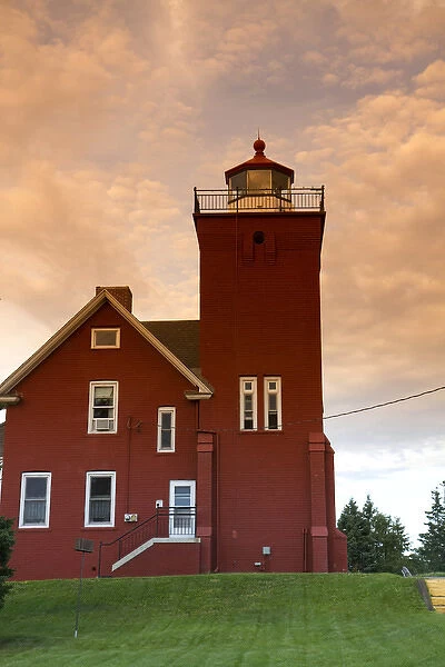 The Two Harbors Lighthouse overlooking Agate Bay on Lake Superior located in Two Harbors