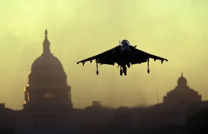 Framed Print : A Harrier jet landing Framed Print : A Harrier jet landing