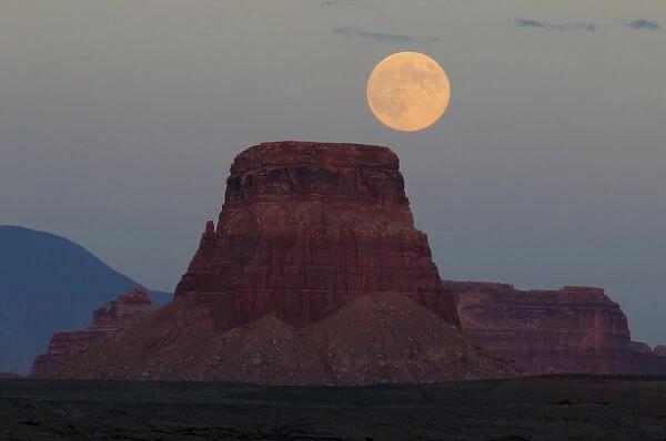 Harvest Moon rising over Tower Butte; Glen Canyon National Recreation Area; Page