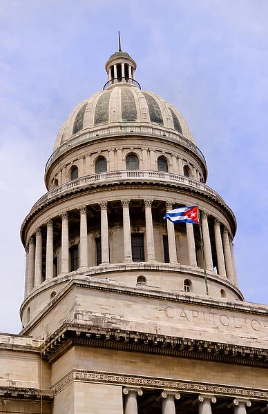 Havana capitol city of Cuba with capital building dome with government building