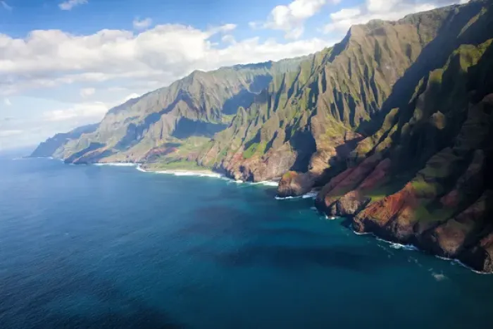 Framed Print : Hawaian Islands; USA; Hawaii; Kauai; Aerial of the Napali Coastline