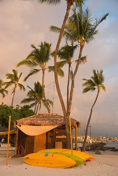 Hawaii, Big Island, Kona, Kayaks and a hut