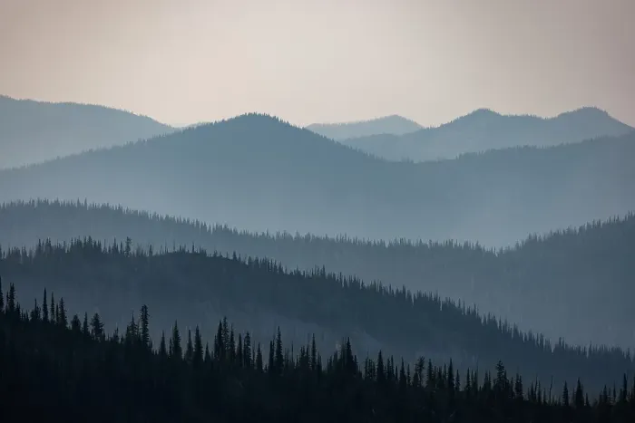 Framed Print : Hazy mountains from Werner Peak in the Stillwater State Forest, Montana, USA Framed Print : Hazy mountains from Werner Peak in the Stillwater State Forest, Montana, USA