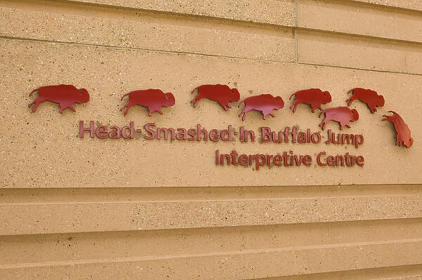 02. Canada, Alberta, Fort Macleod: Head Smashed In Buffalo Jump Interpretive Centre Sign