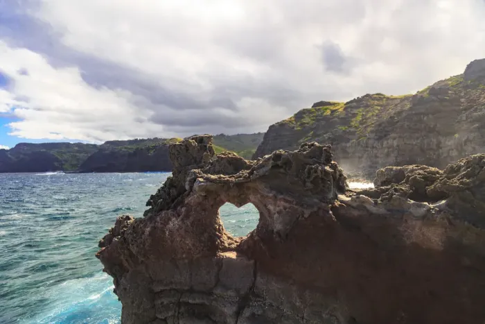 Framed Print : Heart-shaped opening near Nakalele Blowhole, land mass on the eastern edge of Framed Print : Heart-shaped opening near Nakalele Blowhole, land mass on the eastern edge of