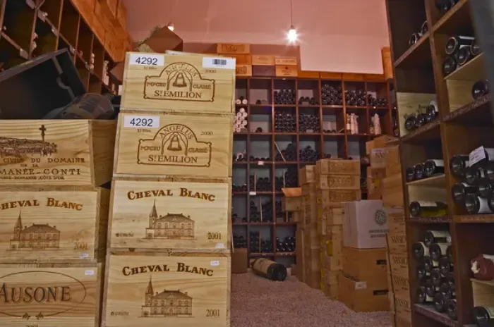 Framed Print : The heavily protected storage room for the most valuable bottles, closed with an Framed Print : The heavily protected storage room for the most valuable bottles, closed with an
