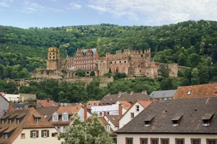Framed Print : Heidelberg, Germany, Heidelberg Castle, Heidelberger Schloss, dominates above Framed Print : Heidelberg, Germany, Heidelberg Castle, Heidelberger Schloss, dominates above