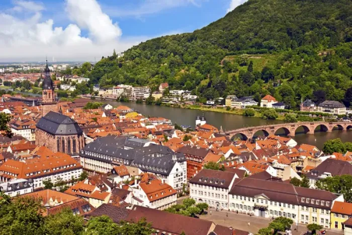 Framed Print : Heidelberg, Germany, a view of the city and the Neckar River from Heidelberg Castle