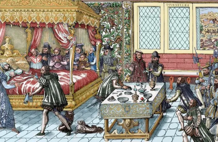 Framed Print : Henry II (1519-1559). King of France (1547-1559). Kings death. Colored engraving Framed Print : Henry II (1519-1559). King of France (1547-1559). Kings death. Colored engraving