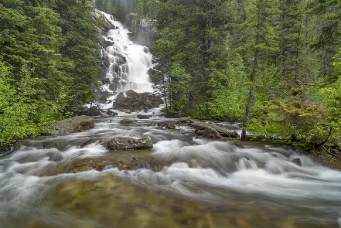 Framed Print : Hiddens Falls of Cascade Creek in Grand Teton National Park, Wyoming, USA