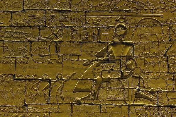 Hieroglyphs on entrance wall to Luxor Temple, located in modern day Luxor or ancient Thebes