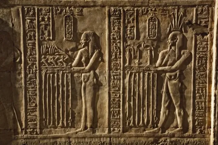 Framed Print : Hieroglyphs, The Temple of Kom-Ombo, near Aswan, Egypt Framed Print : Hieroglyphs, The Temple of Kom-Ombo, near Aswan, Egypt