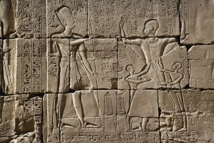 Framed Print : Hieroglyphs on wall, Temple of Karnak located at modern day Luxor or ancient Thebes