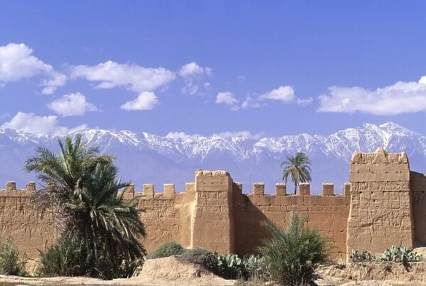 High Atlas Mountains behind city walls, Taroudannt, Morocco