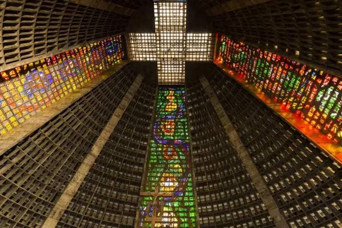 Framed Print : The high ceiling of the Metropolitan Cathedral of Saint Sebastian, Rio, Brazil shown Framed Print : The high ceiling of the Metropolitan Cathedral of Saint Sebastian, Rio, Brazil shown