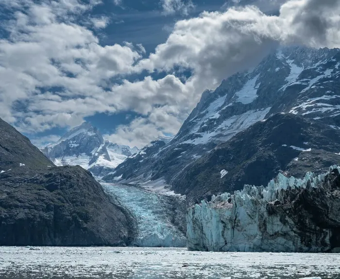 Framed Print : High mountains surrounding Johns Hopkins Inlet generate numerous glaciers Framed Print : High mountains surrounding Johns Hopkins Inlet generate numerous glaciers