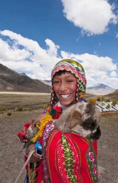 Framed Print : High peak at 13, 000 feet of La Raya Peru with young boy with llama portrait (MR) Framed Print : High peak at 13, 000 feet of La Raya Peru with young boy with llama portrait (MR)