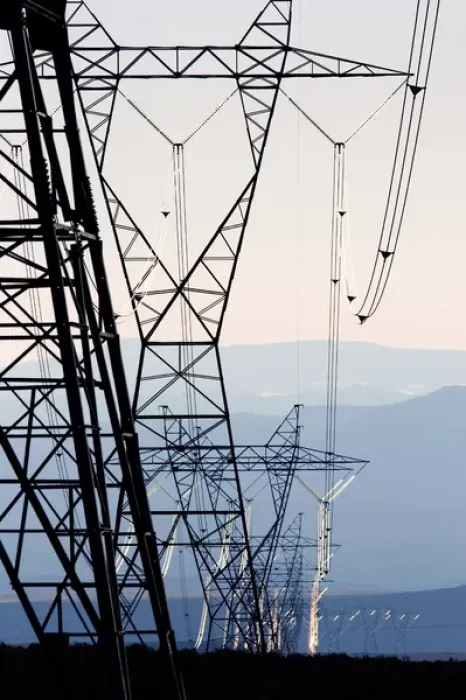 Framed Print : High voltage electrical transmission powerlines
