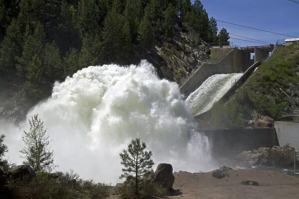High water during spring runoff at Cascade Dam and the North Fork of the Payette River, Idaho, USA