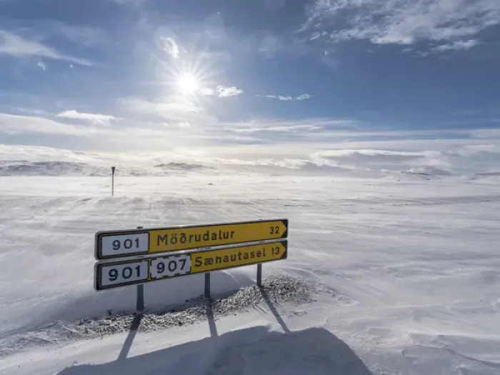 Framed Print : The Highland of Iceland close to the ring road during winter in stormy and sunny weather conditions