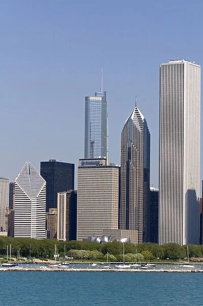 Highrise buildings and skyline of Chicago, Illinois, USA
