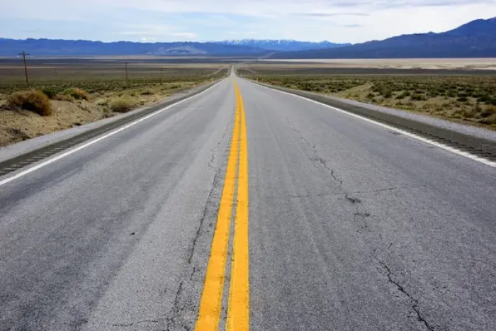 Framed Print : Highway 50, the Loneliest Road in America, west of Austin, east of Fallon, Nevada
