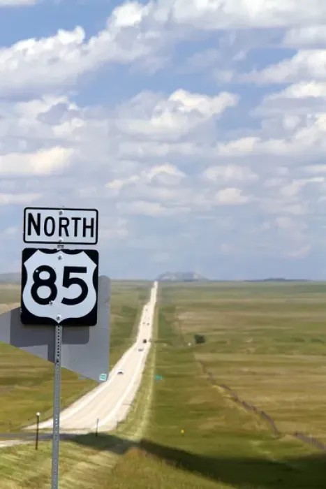 Framed Print : Highway 85 north road sign, South Dakota, USA