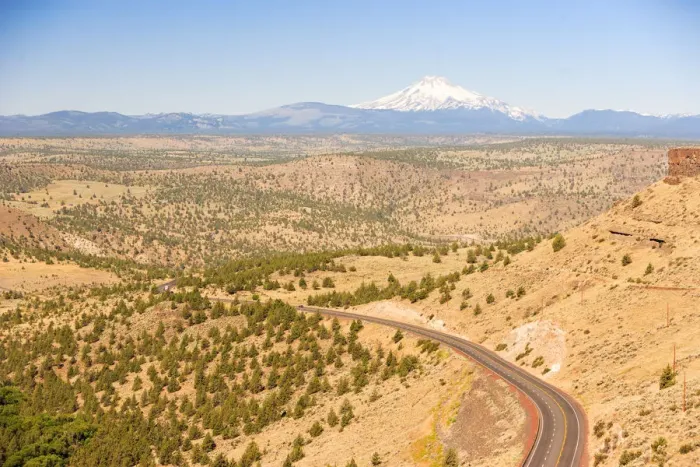 Framed Print : Highway 97 Road scenic near Madras, Eastern Oregon, USA
