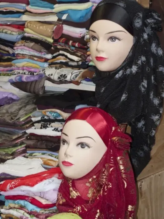 Framed Print : Hijab shop, Casablanca, Morocco
