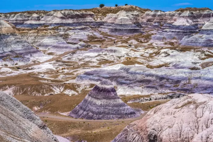 Framed Print : Hikers trail, Blue Mesa, Painted Desert, Petrified Forest National Park, Arizona